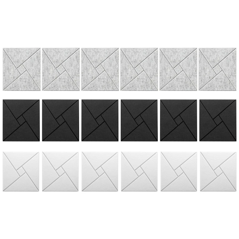 Set of 12 Square Self Adhesive Acoustics Foam Panels Soundproof Wall Panels Drop Shipping