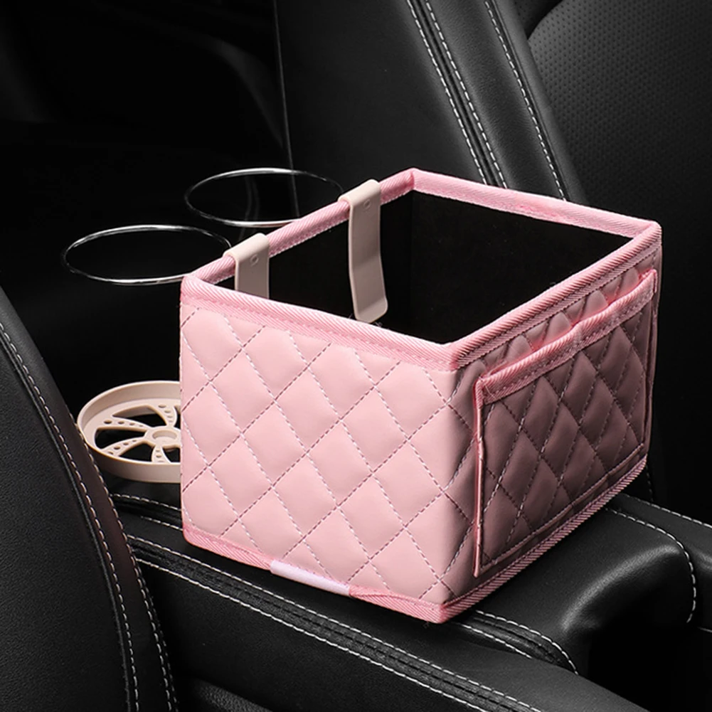 Keep Your Car Neat and Tidy with Armrest Storage Box Foldable and Convenient Water Cup Holder and Tissue Storage