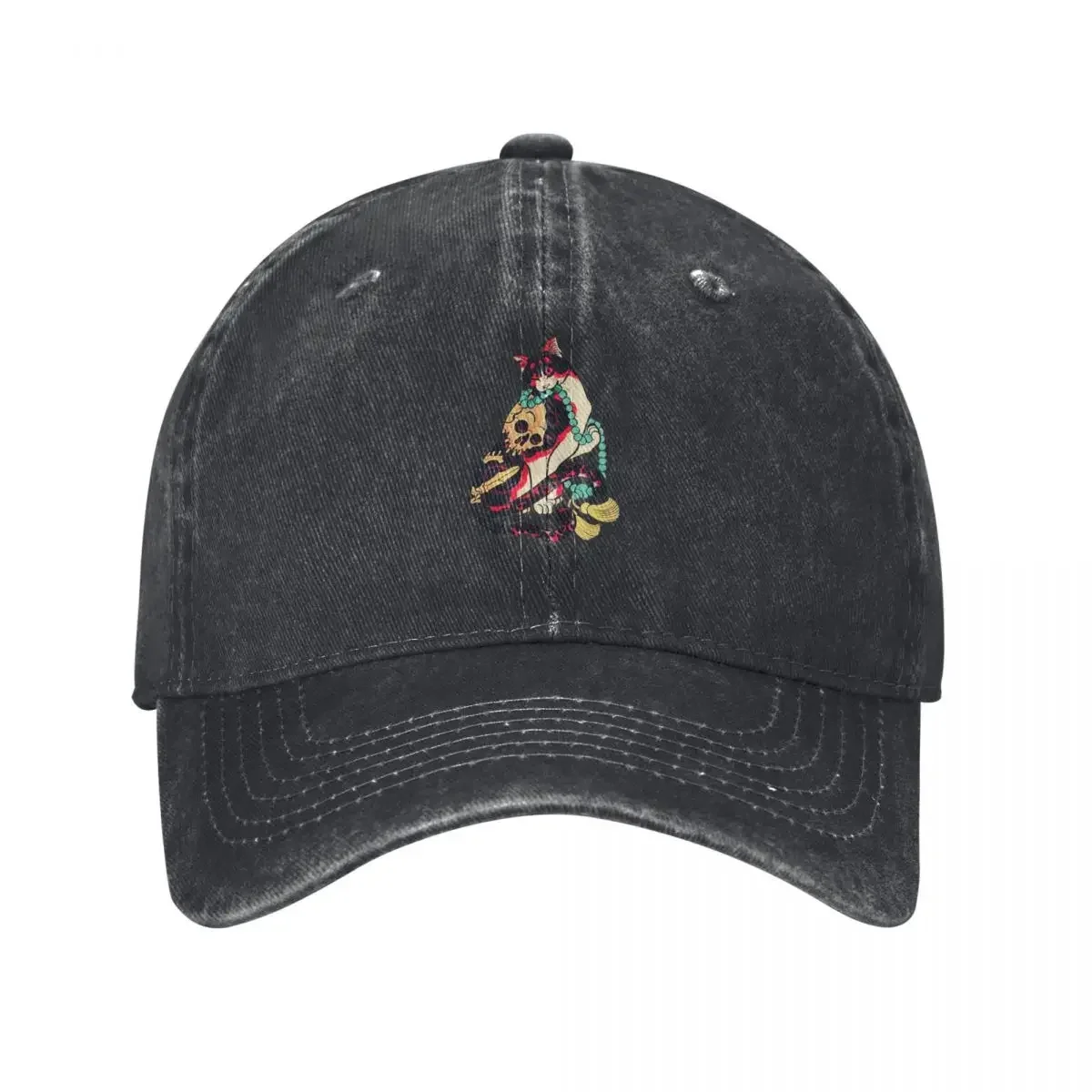 

Antique Japanese Woodblock Print Cat with Flower Tattoos Baseball Cap Golf Wear Brand Man cap Mens Hats Women's