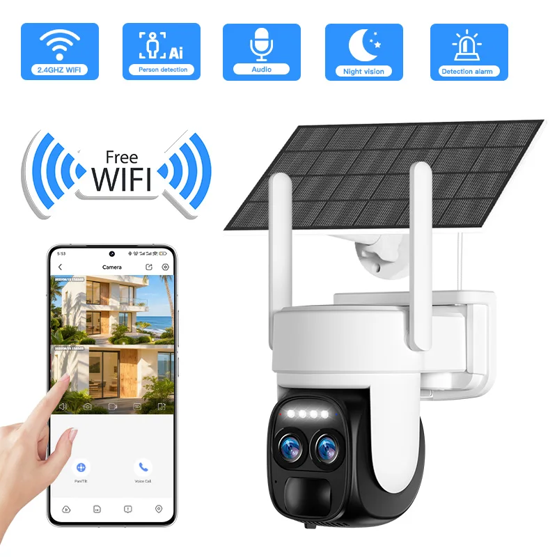 SZSINOCAM WiFi PTZ Outdoor Wireless Solar Built-in Battery IP Camera HD Video Surveillance Camera Long Time Standby