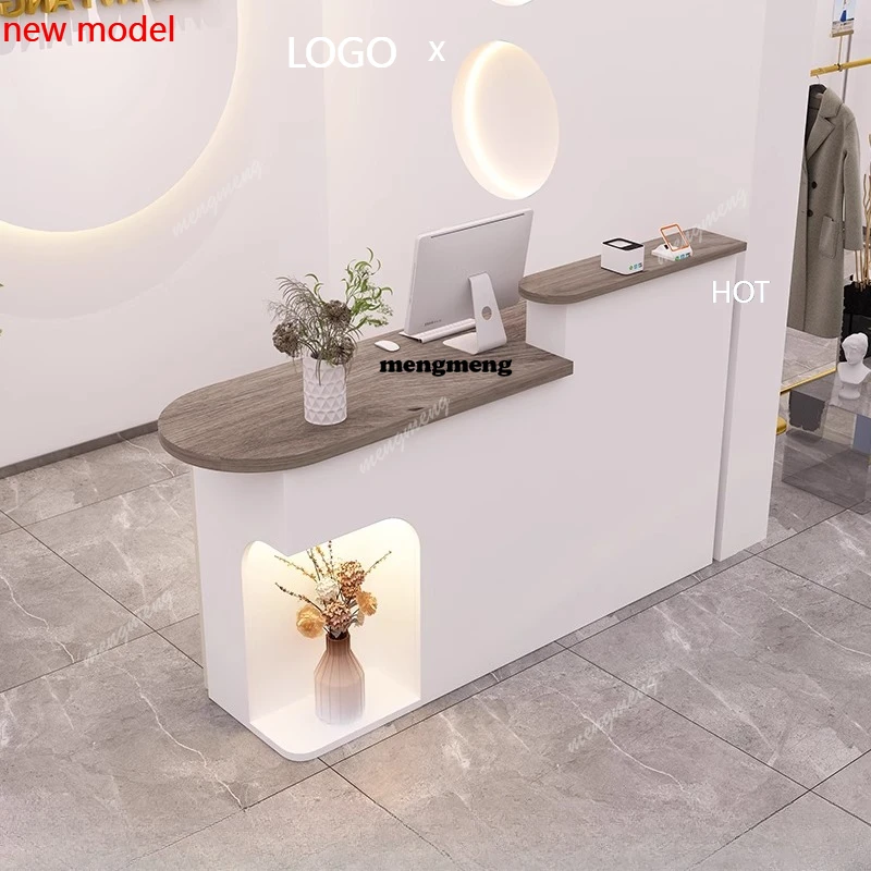 

H132 Checkout Front Desk Reception Counter Barber Business Modern Reception Desks L Shaped White Mostrador Recepcion Office Furn