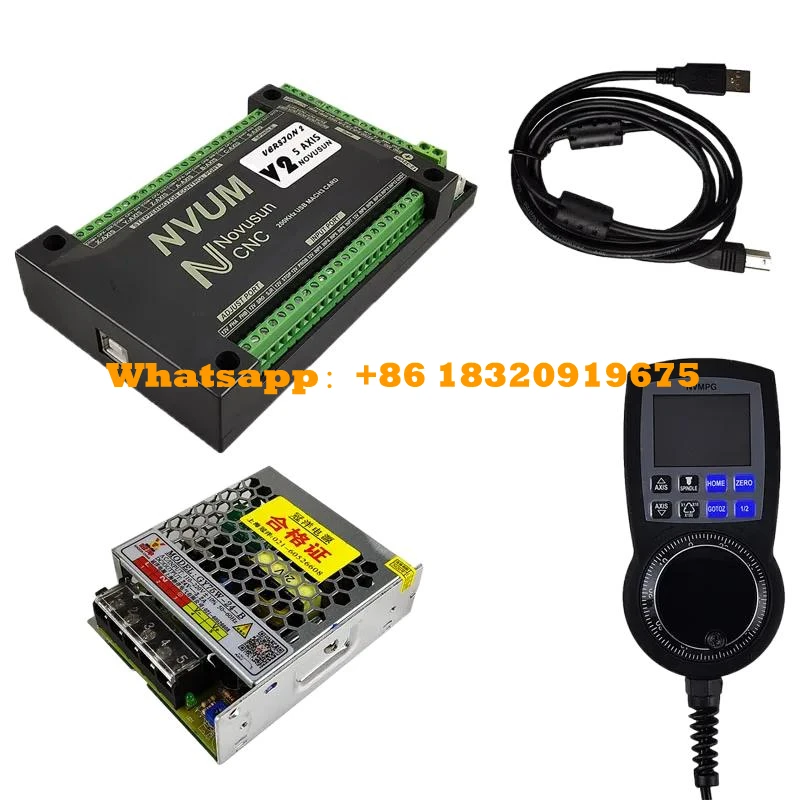 Mach3 NVEM V5 Controller   NVMPG Handwheel With USART Port Instead Of General Port6 Axis MPG For DIY CNC Router 75W 24V Power