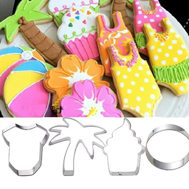 

1pcs beach Fruit coconut tree biscuit cutter Ice cream fondant cake mold baking tool metal cookie cutter candy pastry tools