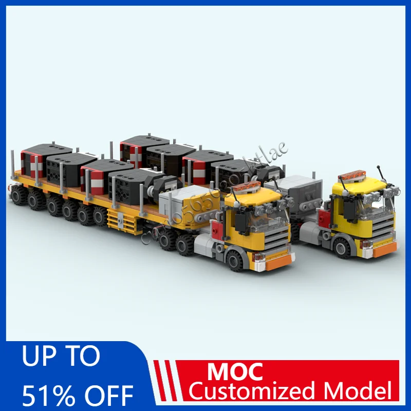 

727 шт., инженерный контейнер, строительный грузовик и балласт, планшетный прицеп, технология, креативные идеи для детей, популярная игрушка в подарок