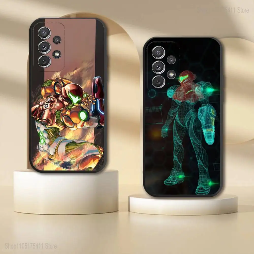 Funda de teléfono M-Metroid D-Dread para Samsung S 25,24,23,22,30,21,10,9,Ultra,Plus,Lite,FE,4,5G, funda blanda negra