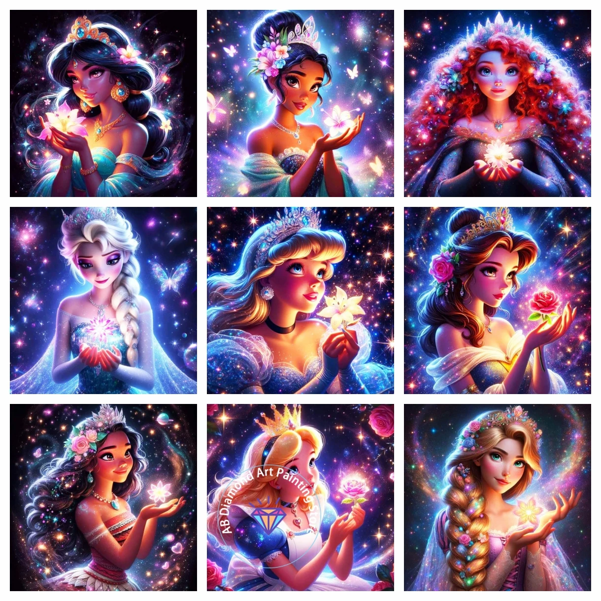 

Disney Princess Starlight Cartoon 5D DIY AB Diamond Painting Kit Diamond Embroidery Handmade Art Children's Gift Home Decoration
