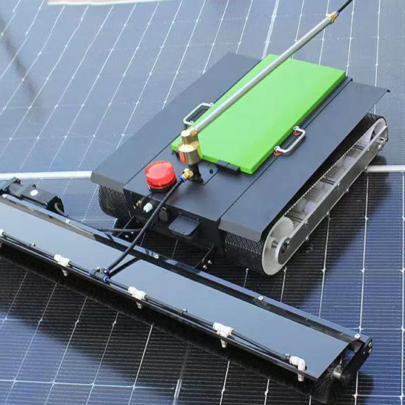 Crawler Type Remote Solar Panel Cleaning Robot Photovoltaic Washing Machine With Replaceable Roller Brush For Solar Farm