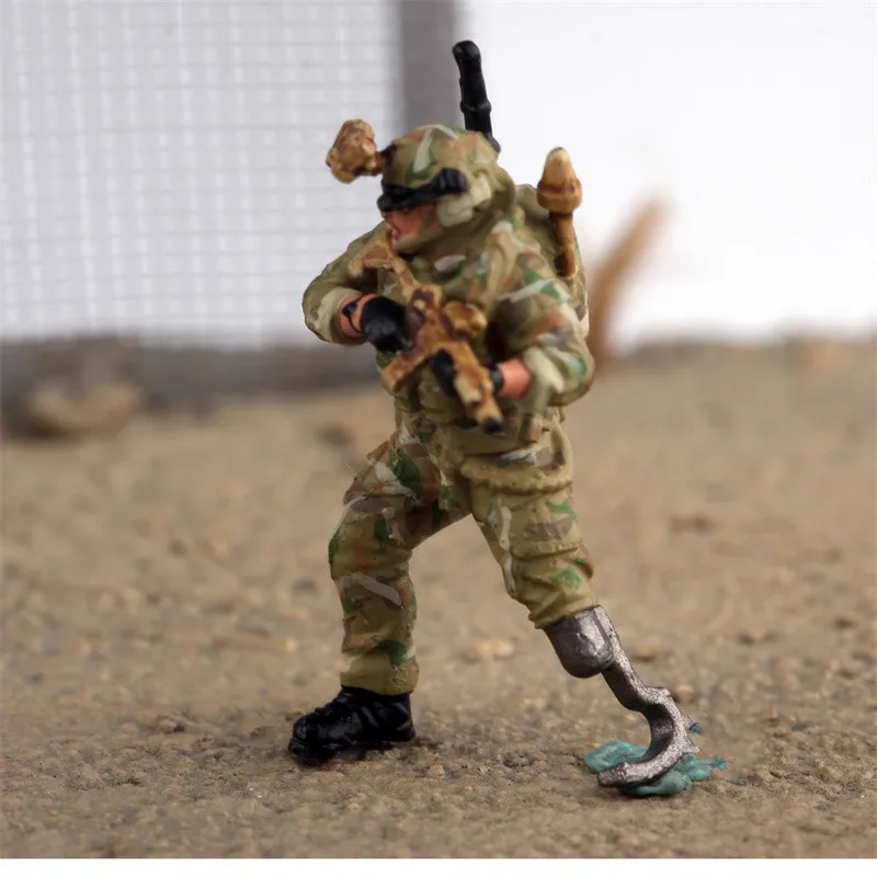 Modelo 1:72 de resina pintada, 4 Uds., figura de acción de soldados de la fuerza de tarea especial, accesorios de escena DIY, colección de muñecos de exhibición, regalos de juguete