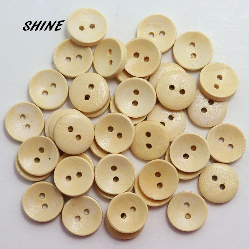 50PCs Wooden Sewing Buttons Scrapbooking Round Bowl Two Holes 15mm Dia. Costura Botones Decorate bottoni botoes