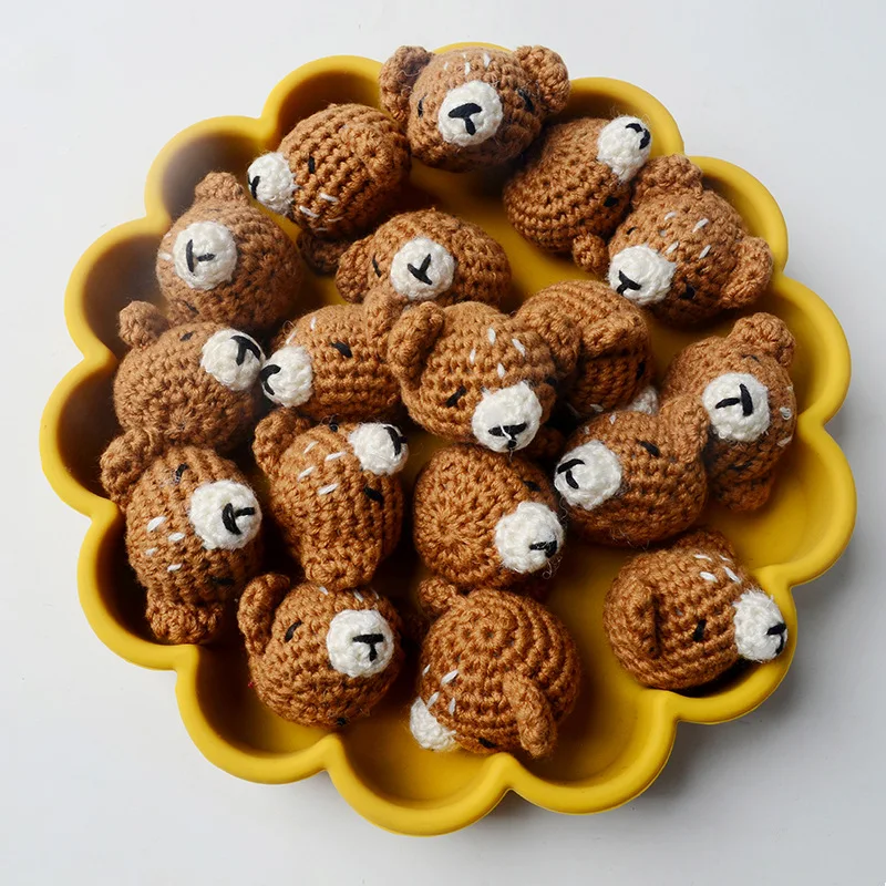 5pc Crochet Beads Animal Rabbit  Chewable Beads DIY Wooden Teething Knitting Beads Jewelry Crib Sensory Toy Baby Teether