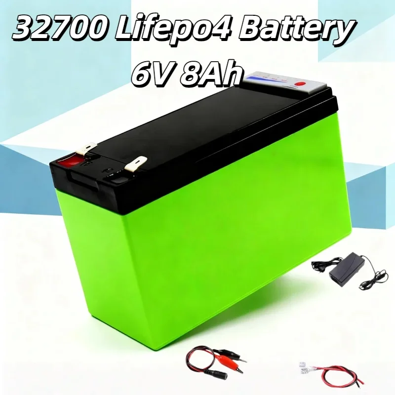 

32700 Lifepo4 Battery 6V 8Ah with 40A Same Port BMS, Deep Cycle Rechargeable for Solar Panel RV Marine Trolling