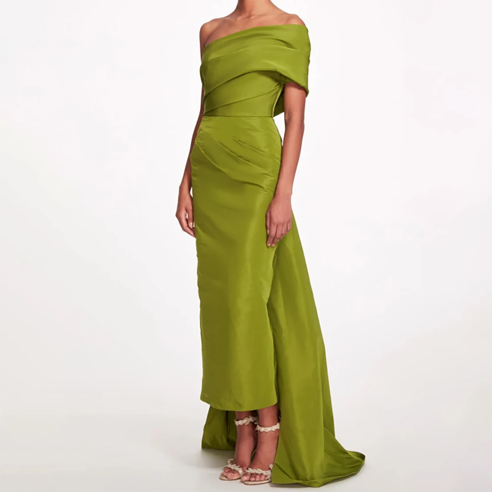 

Off the shoulder Evening Dresses Woman Elegant 2025 Guest Pleated Straight Gowns Bow Backless Birthday Party Dresses