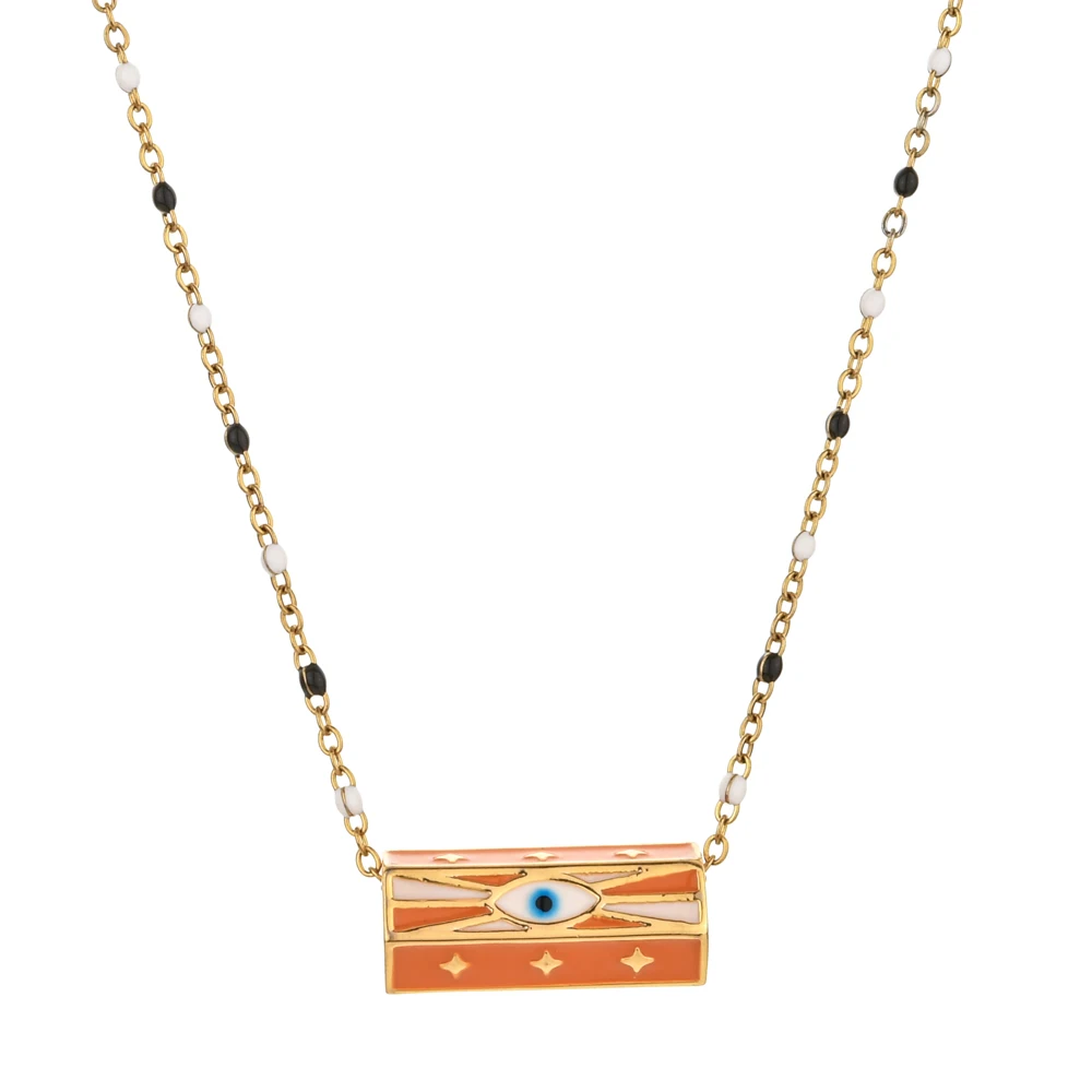 Boho Style Jewelry Necklace Pendant Trendy Turkish Enamel Neck Chain Evil Eye Necklace for Women Collier Femme