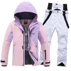 New Winter Mountain Sport Man Ski Set Warm Hooded Jacket Pants Women Snow Suits Outdoor Hiking Heated Female Snowbord Tracksuit