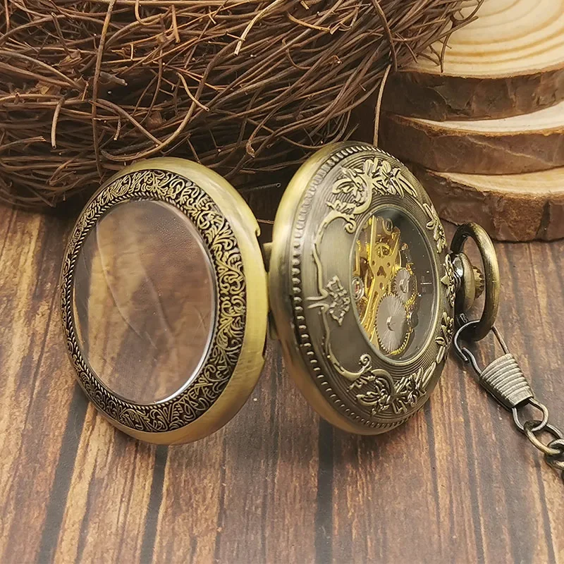 Antique Retro Mechanical Pocket Watches For Men Women Hand Wind Casual Fashion Necklace Chain Clock Pocket&Fob Watches