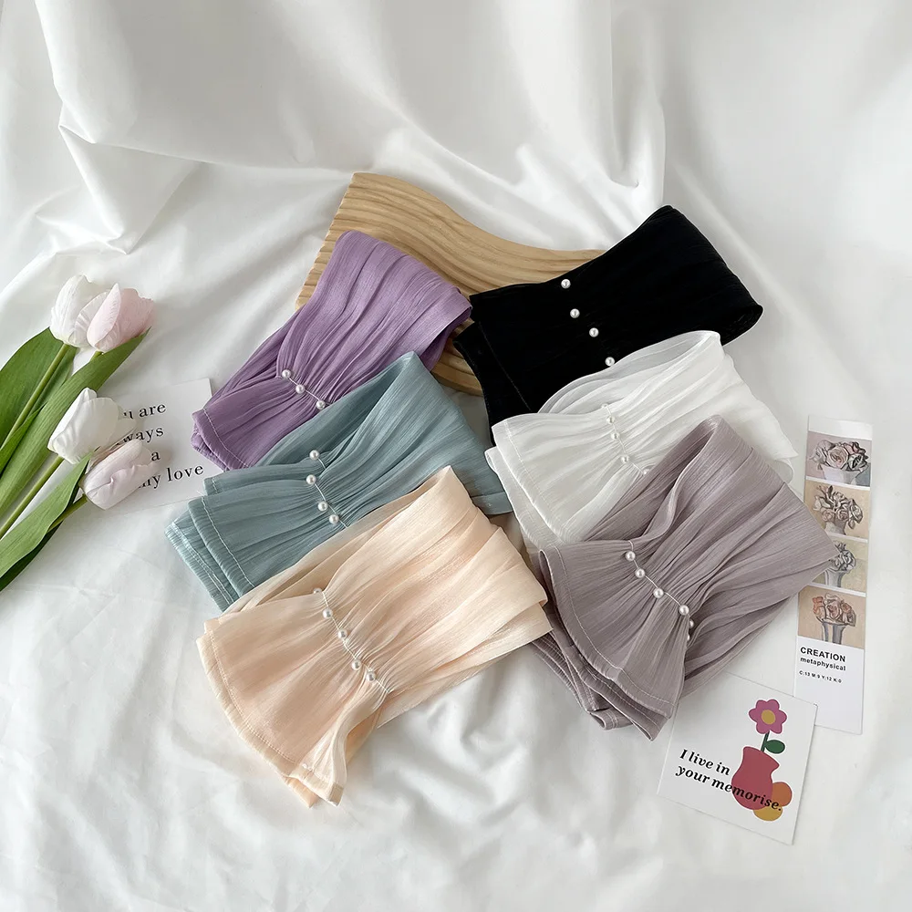 Women's Ice Sleeves Large-sized Sun Protection Silk Large Pearl Elastic Cute Arm Guards For Outdoor Driving And Cycling Summer