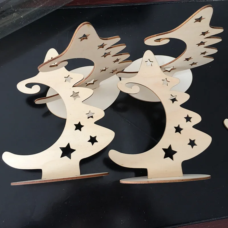 Fette di legno con supporto albero di natale in legno naturale non finito artigianato a stella per ornamenti natalizi regali per bambini di natale