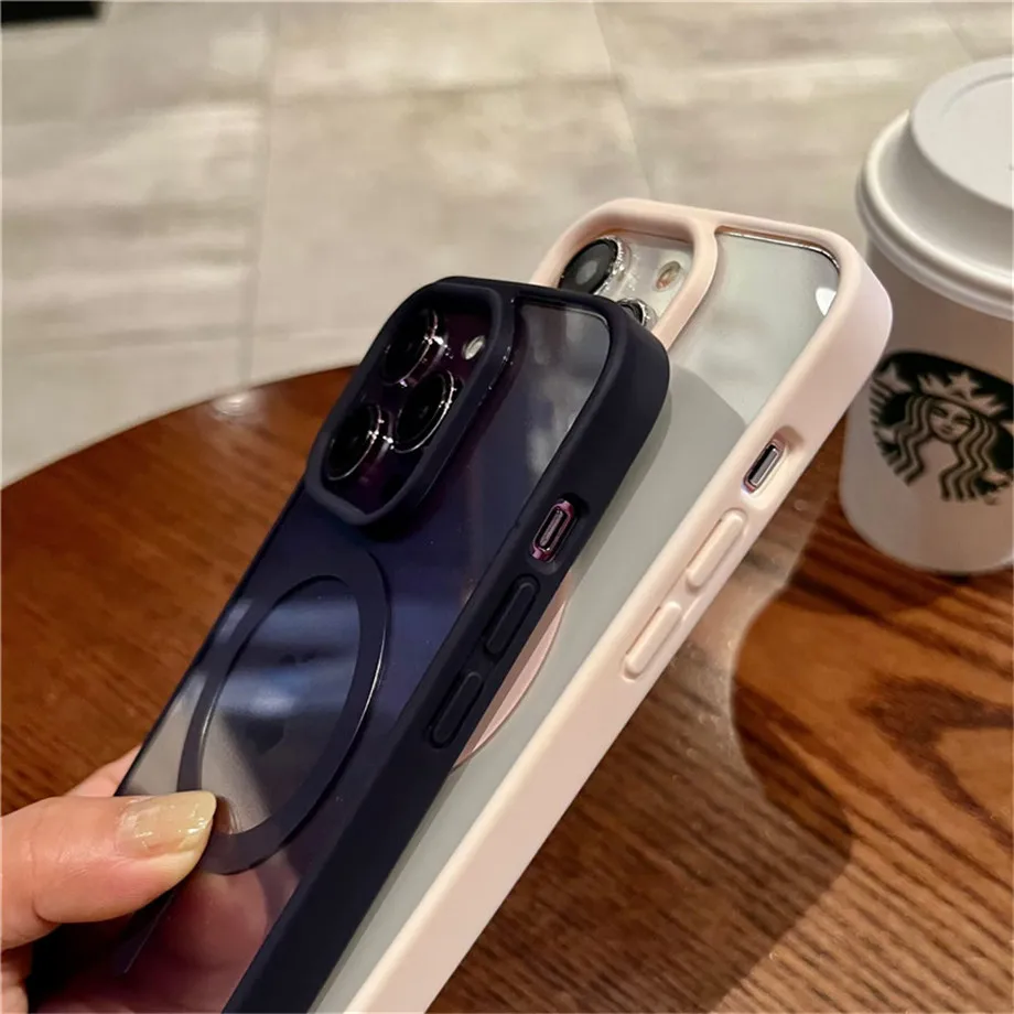 Luxuriöse magnetische kabellose Ladung für Magsafe-Hülle für iPhone 16 15 14 Plus 13 12 11 Pro Max, stoßfeste transparente Stoßstangenabdeckung – Detail 4