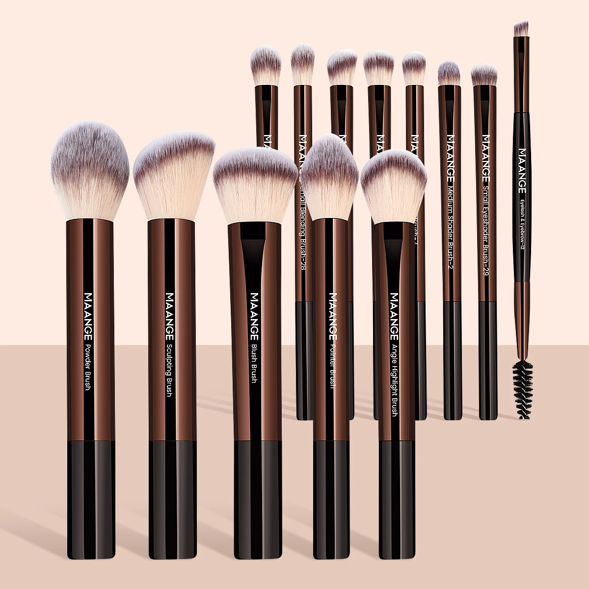 MAANGE 13 pièces ensemble de pinceaux de maquillage fond de teint correcteur poudre fard à paupières Blush brosse Kabuki mélange outil de beauté cosmétique pour le visage