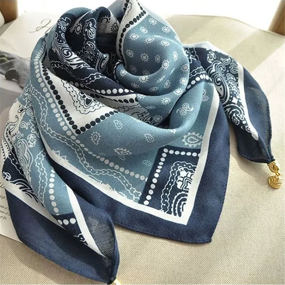 

Neck Protection Soft Cotton Magnetic Scarf 65x65cm Floral Print Square Scarf Magnetic Buckle Waist Scarf Women Fashion