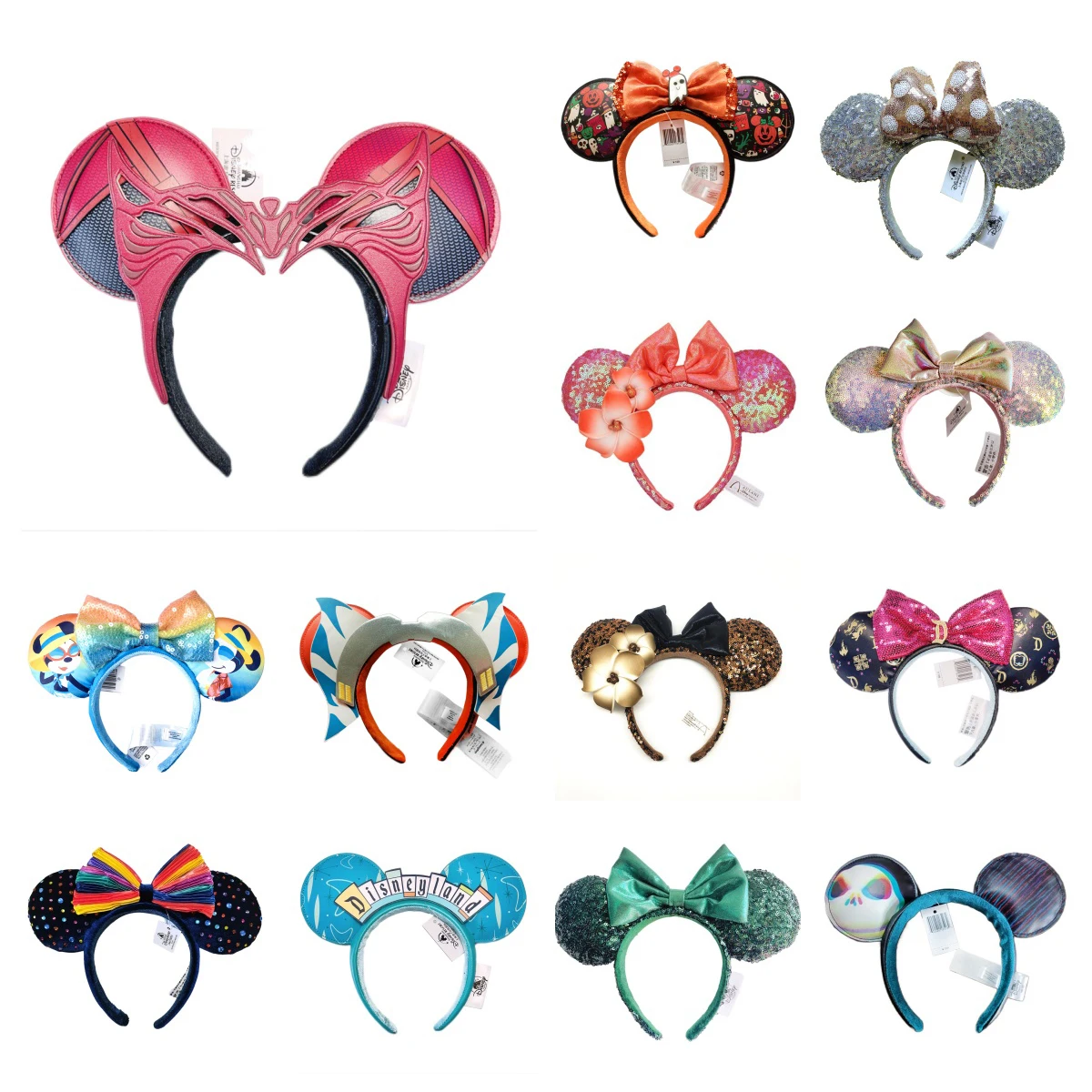 Minnie Mouse Ear Headband For Women Disneyland Headband Mickey Adult/Child Ears Leather Plush Sequin Cosplay Girls Accessories