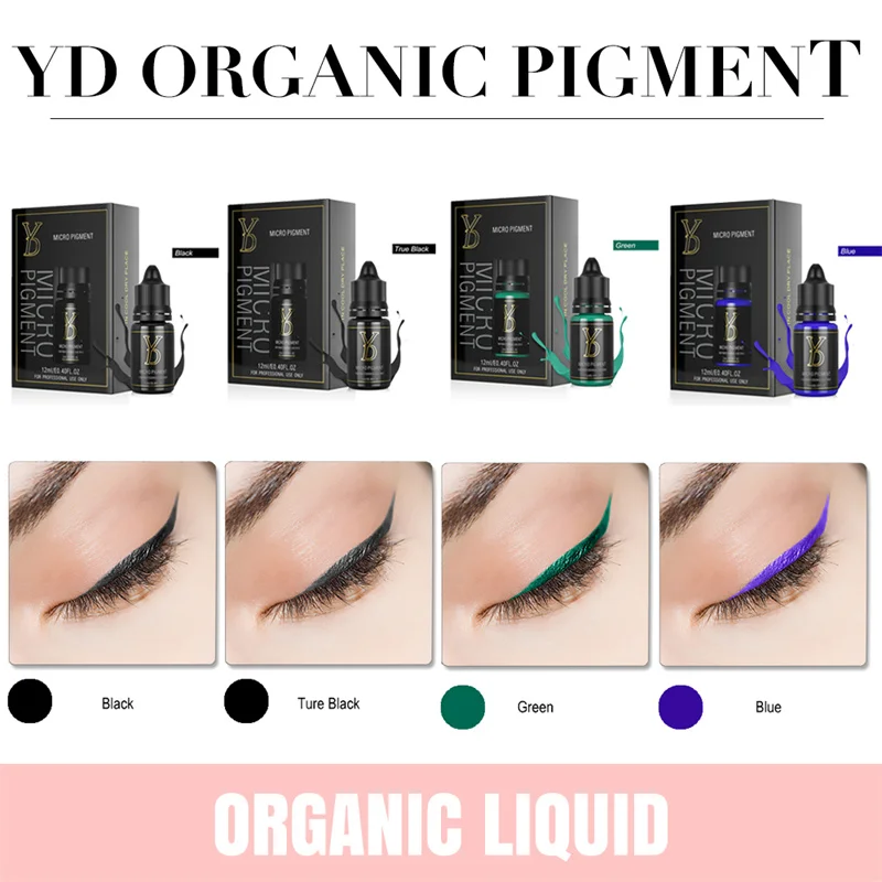 

YD New 12ML Liquid Tattoo Pigment Ink Professional Permanent Makeup Eyeliner Shading Micropigmentation Cosmetic Black Blue Green