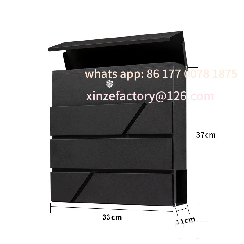 

Customizable Modern Metal Mailbox with Lock, Rainproof Postbox, Letterbox with Lock
