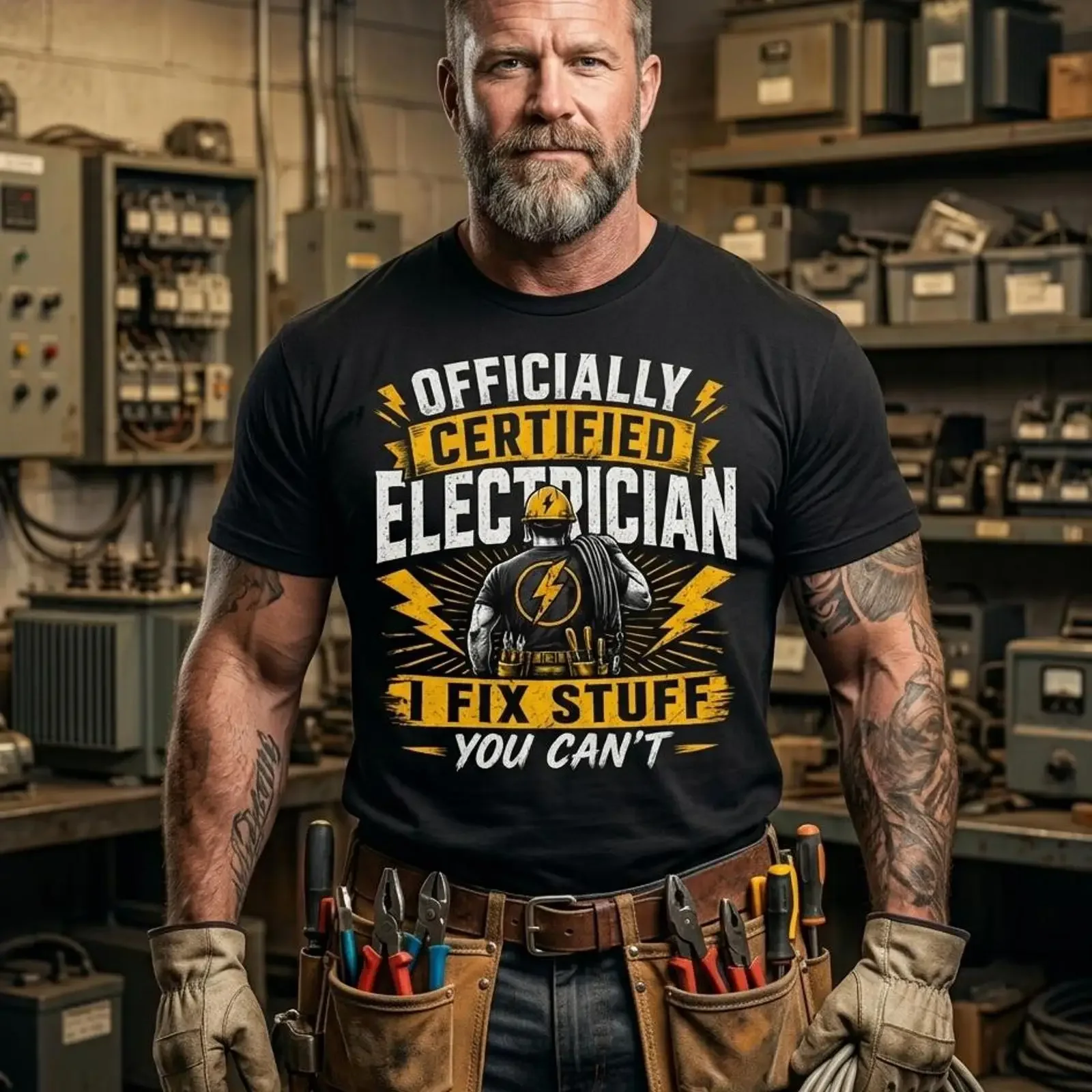 Funny Electrician T Shirt I Fix Stuff You Cant for Men Lineman Humor Blue Collar Work vintage Washed Breathable Slightly