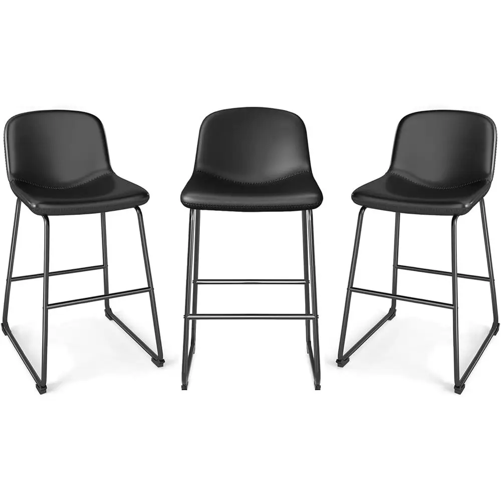 

Набор из 3 черных барных стульев с поддержкой для спины и металлическими ножками для кухонного острова или кофейни