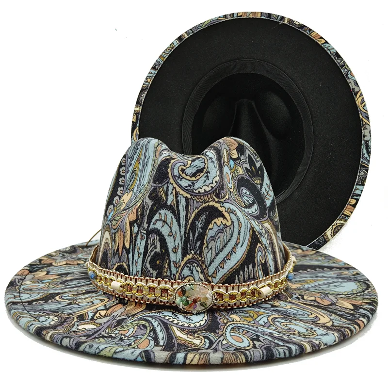 Fedora New Tie Dye Graffiti Latest Two Color Fashion Spring Unisex Jazz Hat Fedora Double Sided Spring and Autumn кепкамужскня