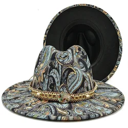 Fedora nowy krawat barwnik Graffiti najnowszy dwukolorowy moda wiosna Unisex jazzowy kapelusz Fedora dwustronny wiosenny i jesienny кепкамужскня