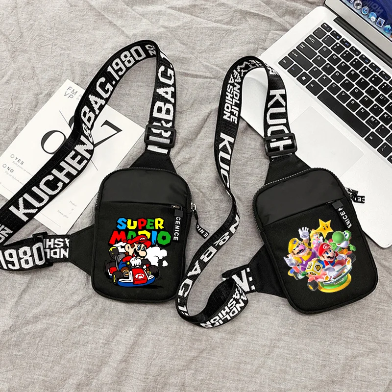

Super Mario Bros Unisex Fashion Mini Satchel Hot Cartoon Anime Graphic Print Chest Bags Portable Small Shoulder Bag Party Gifts