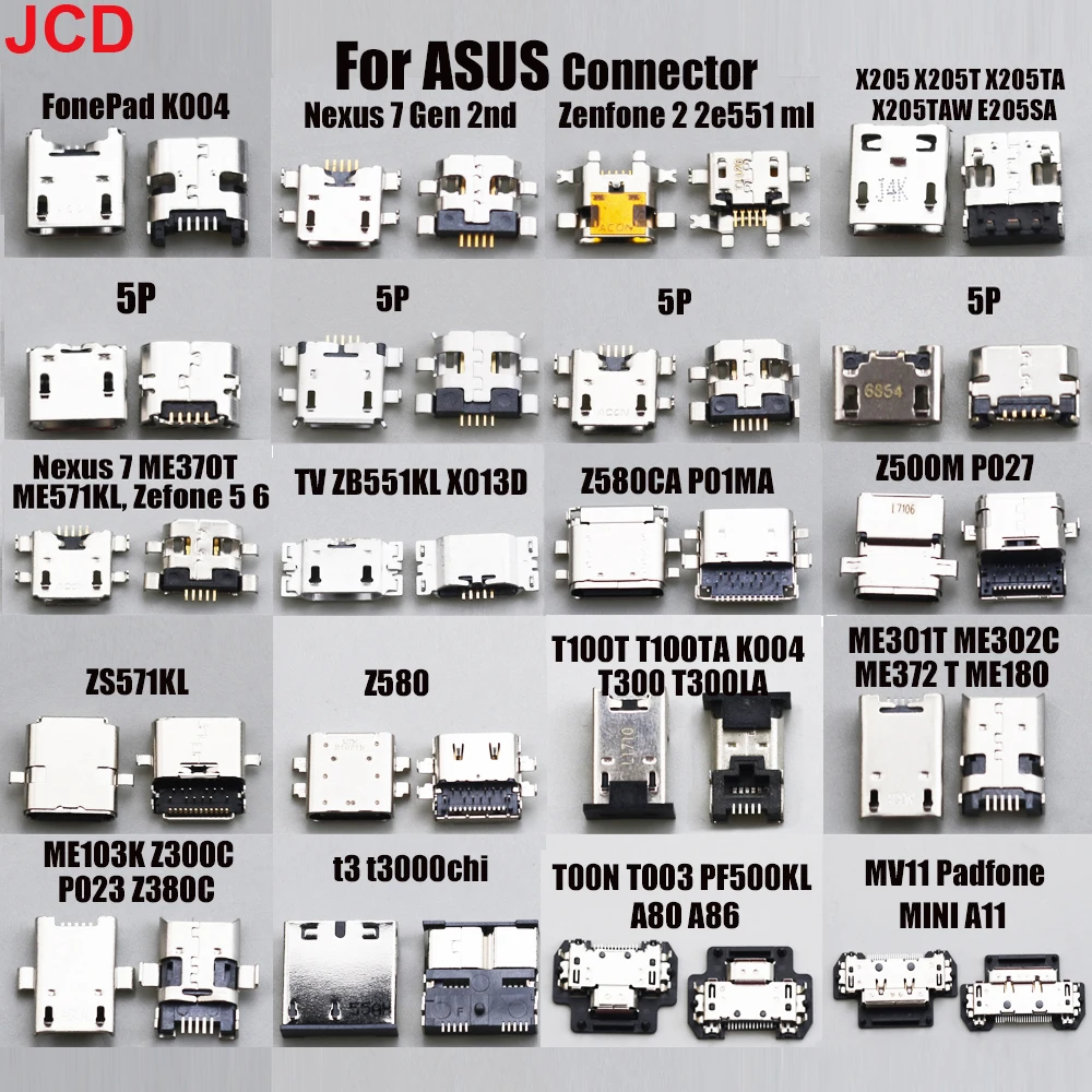 1pc For ASUS  T00N PF500KL ZS571KL P01MA Z500M Z580 ZB551KL X013D A80 A86 T003 T004 S X Micro USB Charging Port Connector Charge