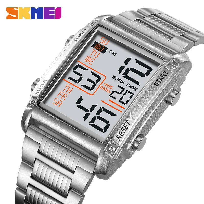 SKMEI Top Brand Luxury Full Steel Countdown Digital Wristwatch Back Light Display Sport Watches Men Calendar Stopwatch Alarm