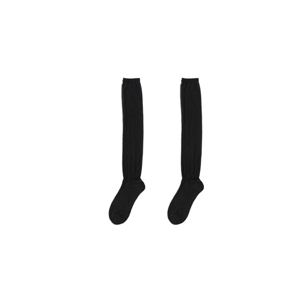 

Lolita JK Calf Mesh Socks Solid Color Bunching Socks Mid-tube Stocking Japanese Style Ultra-thin Calf Long Socks Ballet