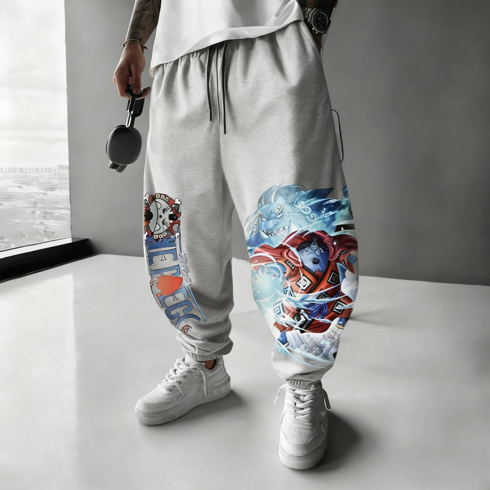 قطعة واحدة سراويل أنيمي جينبي المطبوعة للخريف/الشتاء سراويل الهيب هوب الجديدة للرجال والنساء Y2K سراويل رياضية يومية غير رسمية #5