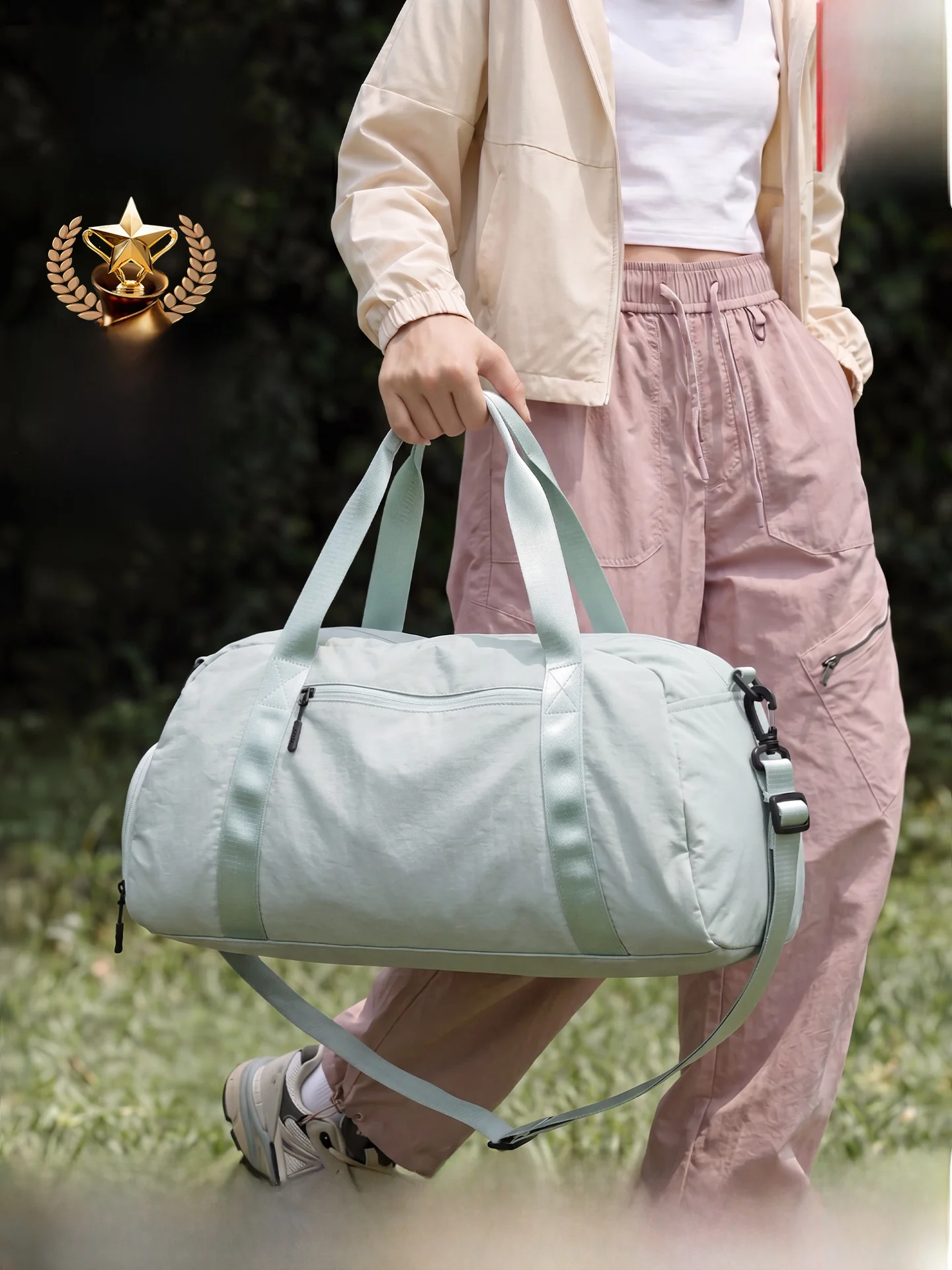 361-degree-large-capacity-travel-bag-women's-short-trip-handheld-luggage-dry-wet-separation-sports-fitness-oxford-cloth-fashi