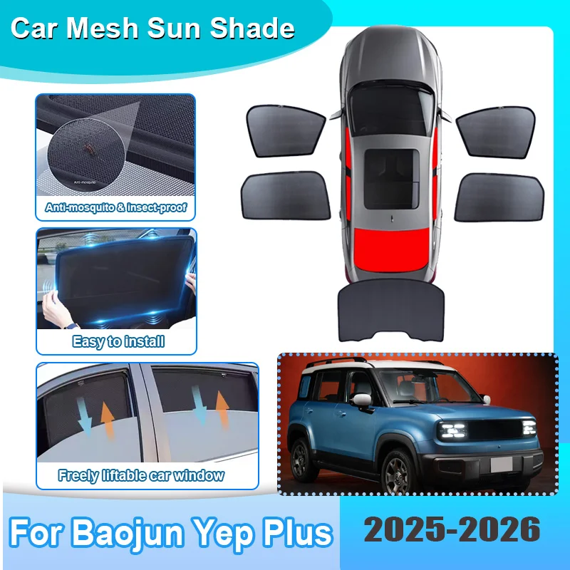 

Car Window Sunshade For Chevrolet Spark EUV Baojun Yep Plus 2025 2026 Curtain Mesh Anti-UV Windshield Curtain Auto Accessories