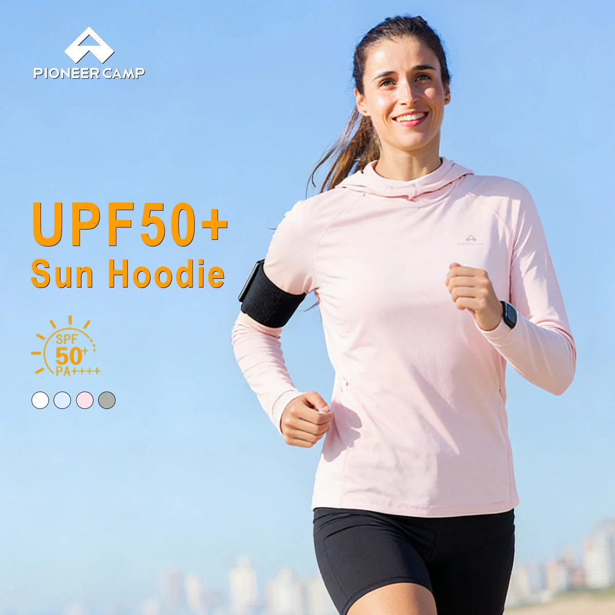 Pioneer Camp Women's UPF 50+ Sun Protection Hoodie Long Sleeve Sun Shirt with Pocket Cotton Lightweight Fishing Hiking