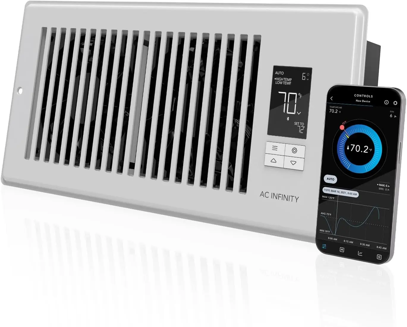 

4x10 Register Booster Fan, Quiet 10-Speed Bluetooth App Control, Improves HVAC Airflow