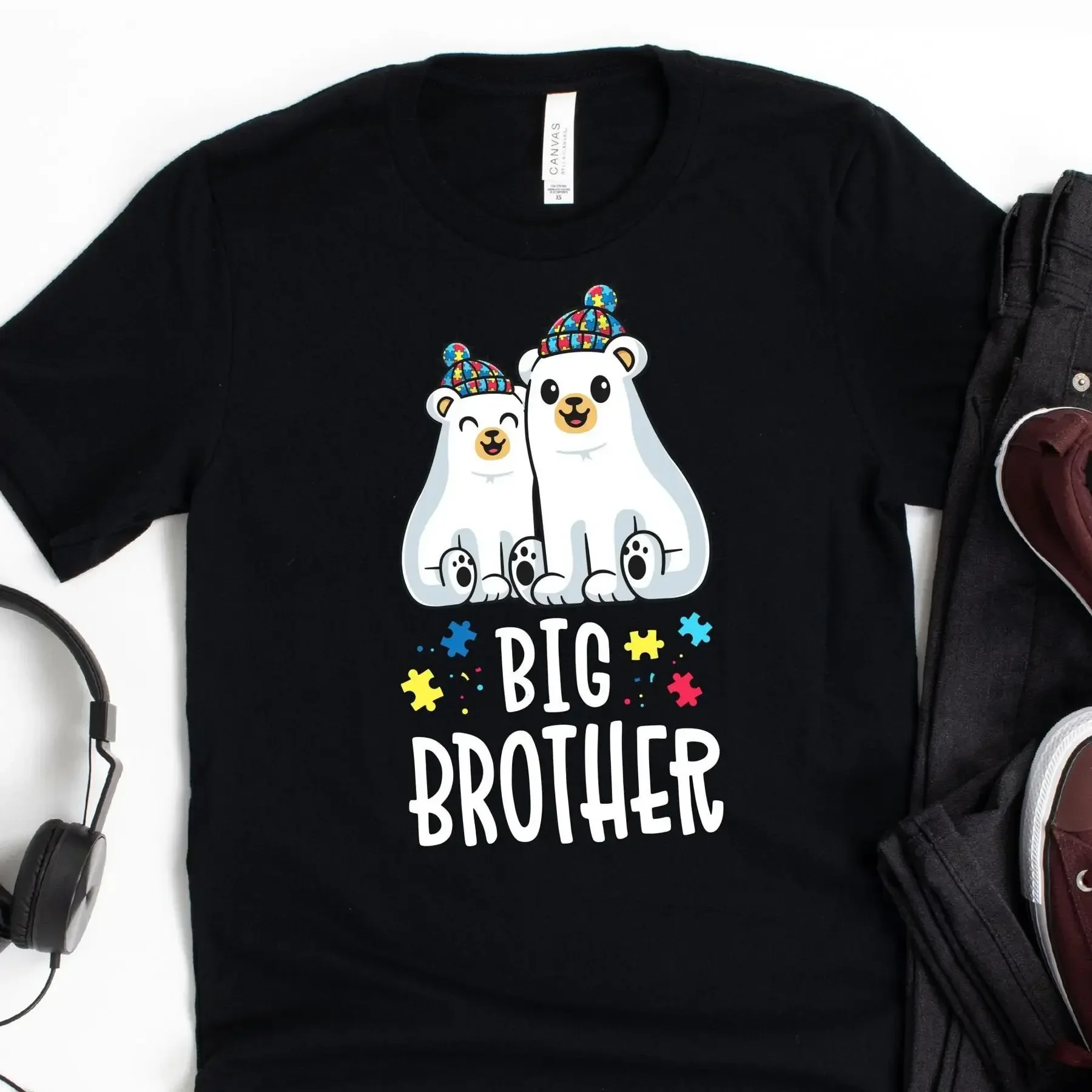 Big Brother T Shirt World Autism Day Awareness Matching Family Puzzle Piece