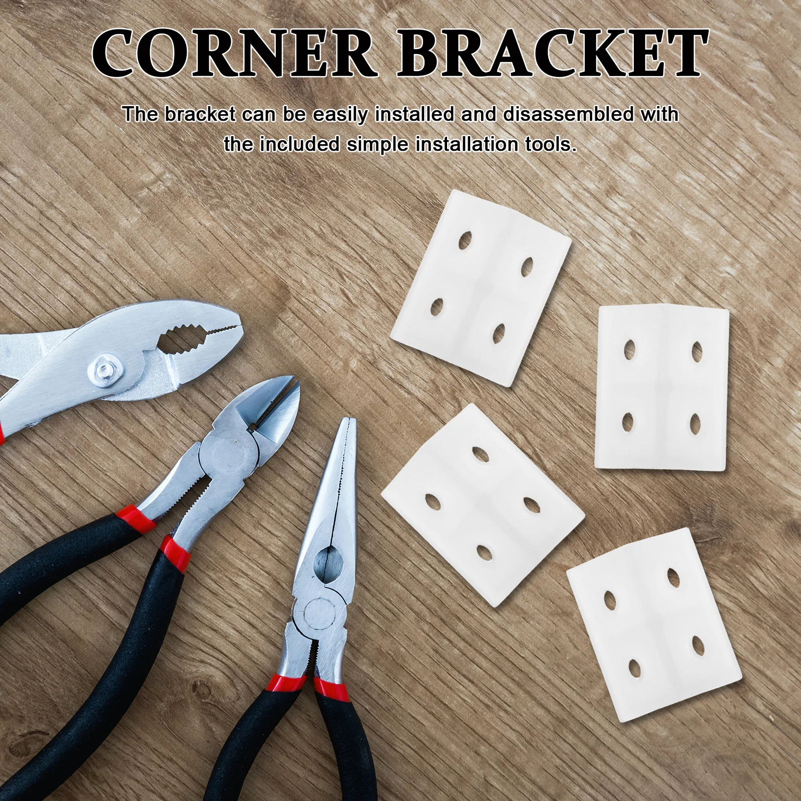 

20Pcs Reinforced Corner Brackets Plastic 90 Degree L-Shape Bracket for Drawer Cabinet Shelf Cupboard Stability Fixture