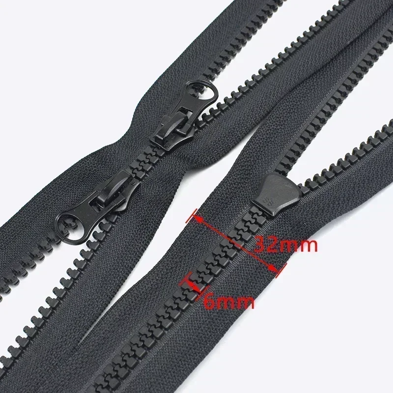 1Pc Meetee 60-300cm 5# Resin Zippers Black White Double Slider Open-End Zips for Sewing Coat Tent Zipper Closure DIY Accessories