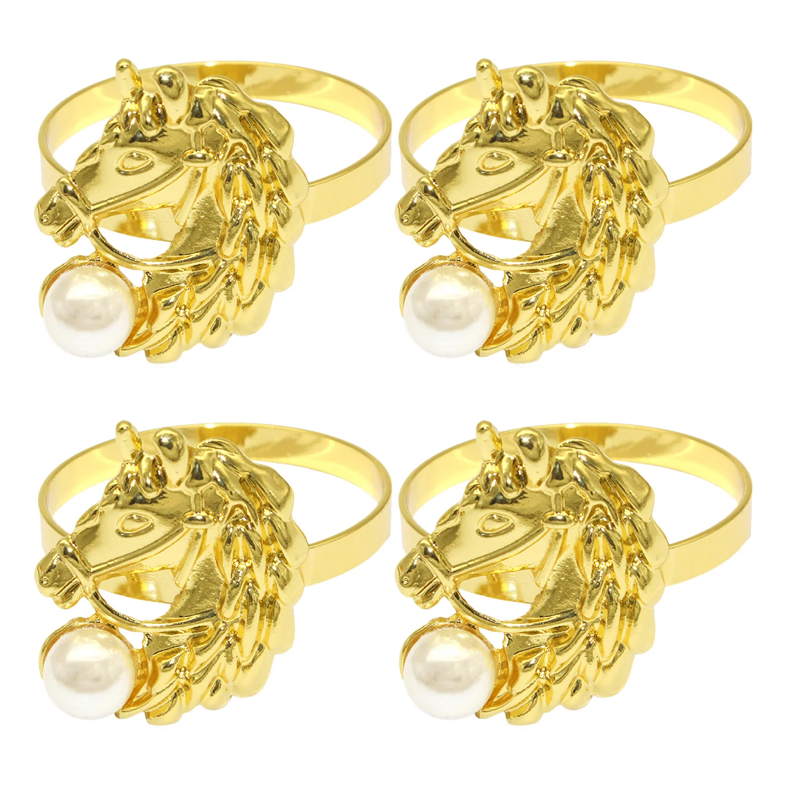 

4 шт., металлические кольца для салфеток с головой лошади, декоративные кольца-держатели для салфеток, китайский Новый год, вечерние украшения стола, зодиакальное животное