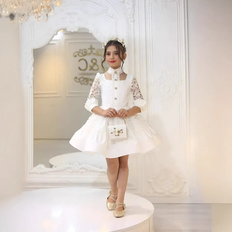 Luksusowa sukienka na konkurs piękności dla dziewczynki z koronką, dużą kokardą, sukienka na przyjęcie urodzinowe, sukienka dla dziewczynki sypiącej kwiaty na wesele, dla dzieci w wieku 1-14 lat