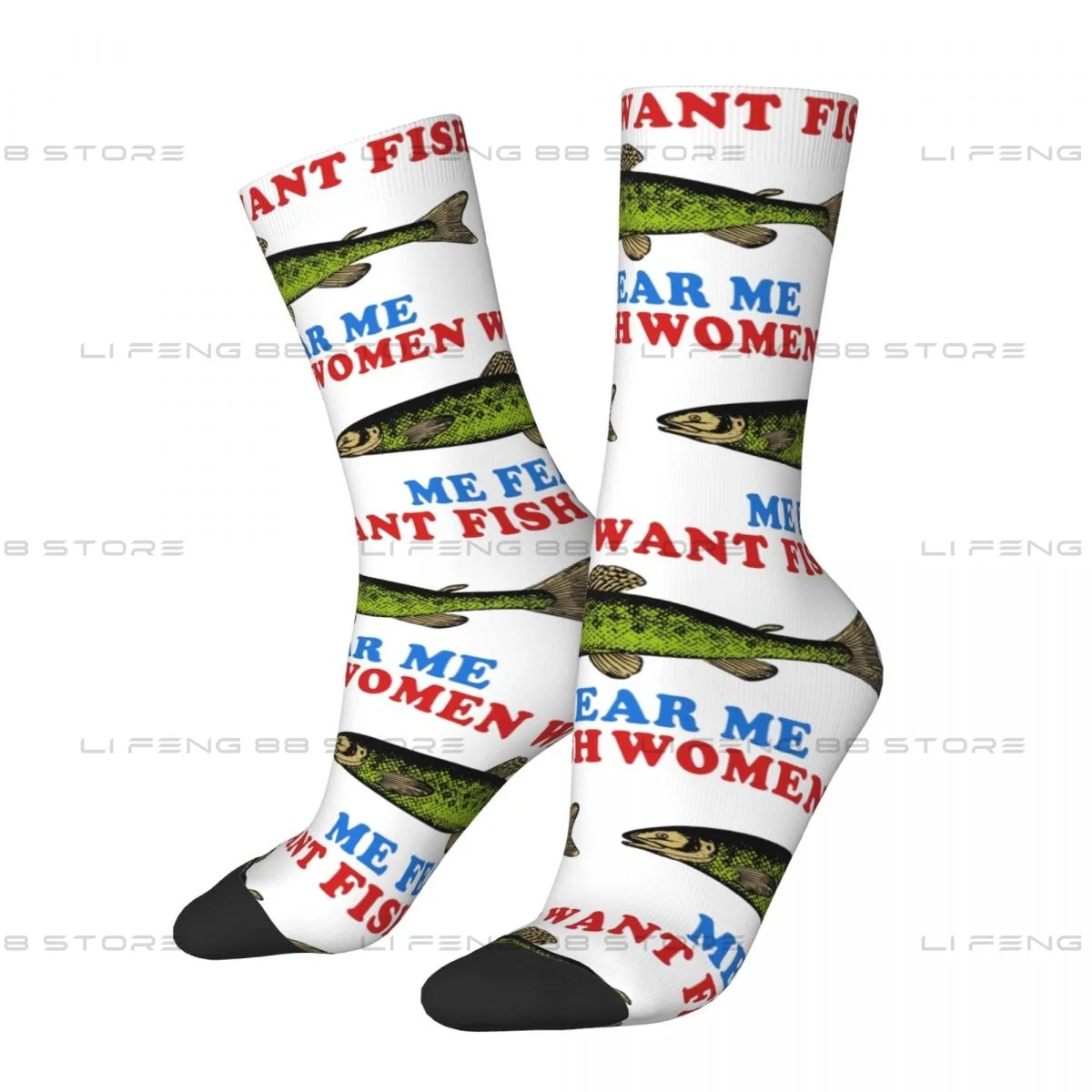 Women Want Fish Me Fear Me Men Women Socks Cycling Novelty Spring Summer Autumn Winter Stockings Gift