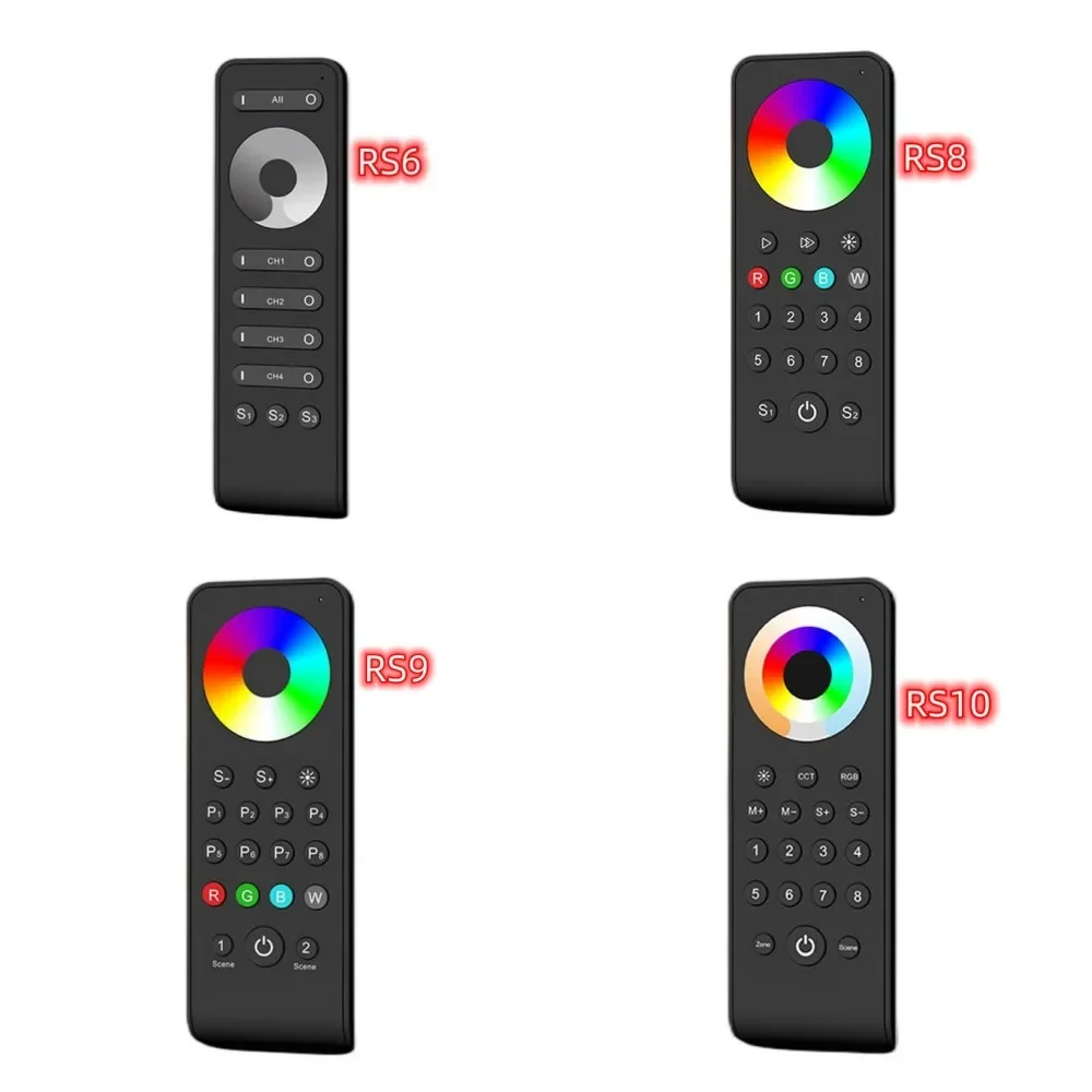RS1/RS2/RS3/RS4/RS6/RS8/RS9/RS10 1/2/4/8 Zone Single color/Dual color/RGB/RGBW/RGB+CCT 2.4G RF Remote Controller for Led Strip