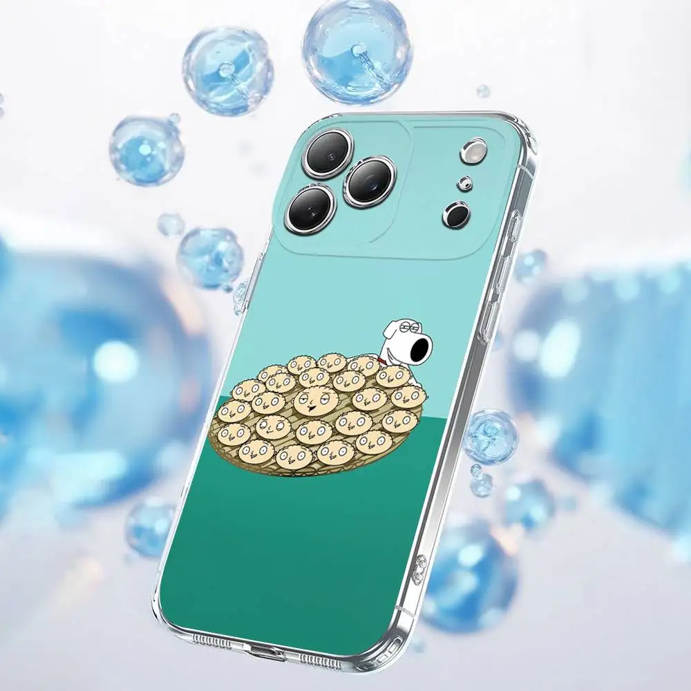 Funda de teléfono divertida con dibujos animados de F-Family Guy para iPhone 17,16,15,14,13,12,11 Plus,Pro,Max,Plus,E,SE4,Air,Mini transparente