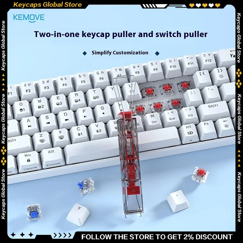 

KEMOVE P10 2-in-1 Keycap Switch Puller Portable Ergonomics Translucent Mechanical Keyboard Keycap Key Axis Removal Clean Tool