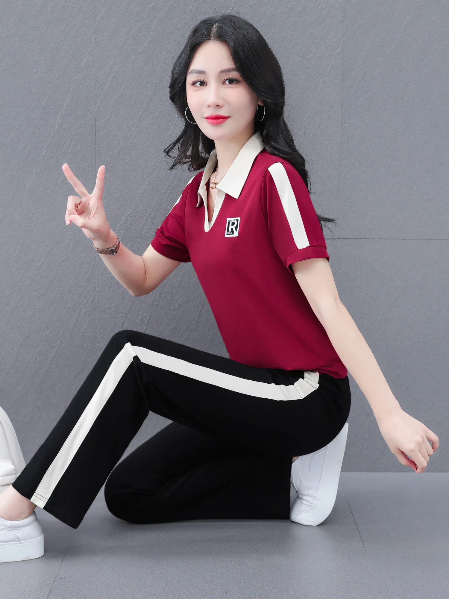 tenue-de-performance-de-danse-carree-pour-femmes-ensemble-deux-pieces-en-coton-a-manches-courtes-pantalon-long-de-couleur-unie-vetements-de-danse-d'ete